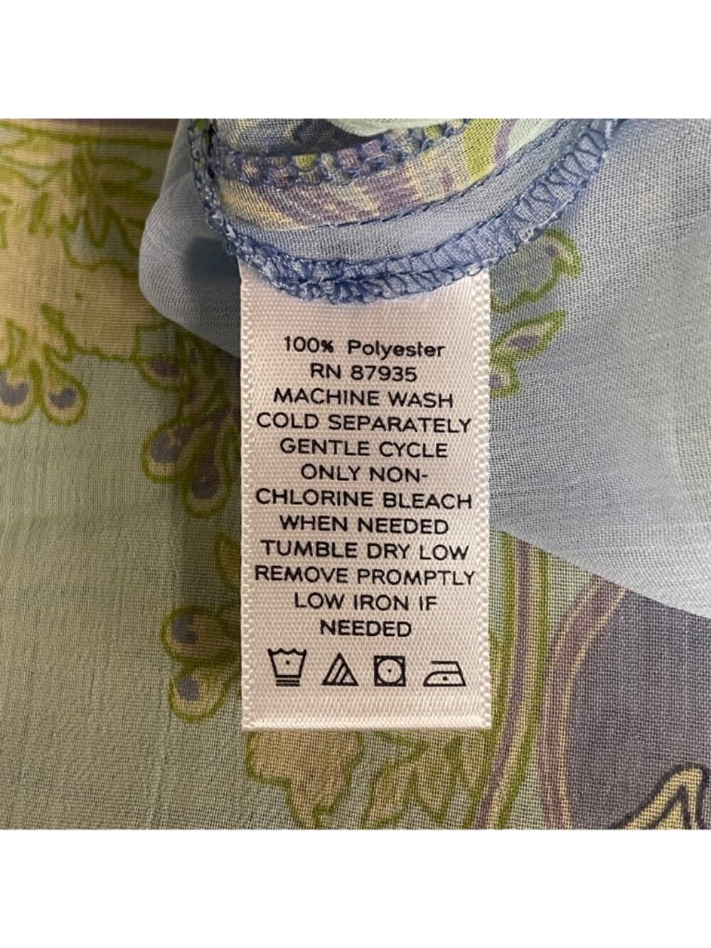 Susan Graver Floral Paisley Pintuck Pleated Sheer Top Sz 2X Pastel Spring - Picture 7 of 8